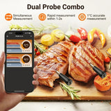 INSMART Smart Wireless Meat Thermometer with 2 Ultra-Thin Probes,430FT Bluetooth Range,100% Waterproof,Precision Cooking Grilling,Multi Sensors,for BBQ,Oven,Grill,Kitchen,Smoker/iOS & Android App