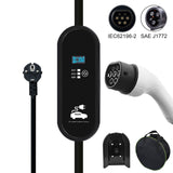 Pecham Portable EV Charger, 16A 2.8KW EVSE Charging Cable, Level 2 Electric Vehicle Charging with 16.4ft Cable Type2 IEC62196-2 Type1 J1772 Plug Controller Wallbox