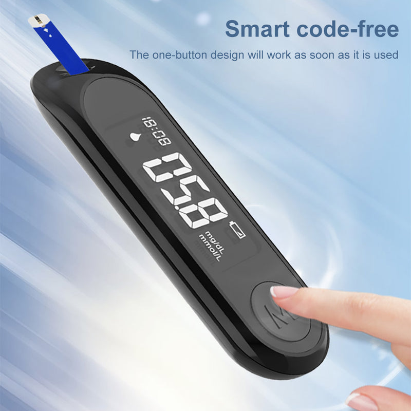 Insmart G-520 Blood Glucose Monitor Kit, 100 Glucometer Papers, 100 Lancets, Blood Sugar Test Kit with Lancing Device and Carrying Bag, No Coding(Model: G-520)