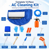 IBTORO Mini Split Cleaning Kit, 13pcs Waterproof AC Wash Bag with Support Panels for 1-2P Wall Unit
