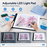 PECHAM 151PCS A4 Diamond Painting Light Pad Kit, Tracing Light Box with Adjustable Brightness Light, 5D Diamond Painting Accessories