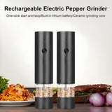 INSMART Electric Salt and Pepper Grinder Set,2 PCS Adjustable Coarseness Mill Grinders for Kitchen Camping BBQ,USB Rechargeable,Black
