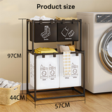 INSMART 2-Tier Laundry Hamper with Removable Bag - Foldable Clothes Sorter for Bedroom, Bathroom & Laundry Room - Sturdy Steel Frame, No Assembly Needed, Waterproof, Storage Organizer