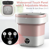 INSMART 12L Mini Portable Washing Machine,Foldable Washer with Spin-Dry Basket for Apartment,RV,Travel,Baby Clothes – Deep Clean,Quiet,Lightweight (Pink)