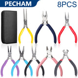 Pecham 8Pcs Jewelry Making Pliers, Mini Jewelry Making Tools Kit with Pouch for for Supplies, Wrapping, DIY Crafts, Beading