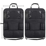 Pecham 2PCS Car Backseat Organizer, Waterproof Car Seat Organizer with 10" Table Holder, 10 Pockets Backseat Organizer Protector Kick Mats, Car Accessories for Men/Women