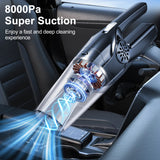 Pecham Cordless Car Vacuum, 8000Pa Portable Handheld Vacuum, 12V Mini Wet/Dry Hand Vacuum Cleaner for Home, Car and Pet Hair