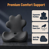 IBTORO Ergonomic Seat Cushion with Lumbar Support, Memory Foam Cushion for Office and Car Chair, Black