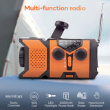 NOAA Weather Radio, Pecham FM AM SW Emergency Solar Hand Crank Radio, Portable Emergency Radio with 2000mAh Power Bank, SOS Alarm, LED Flashlight for Camping, Hiking, Traveling