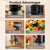 INSMART Cold Press Juicer for Home Use,Masticating Juicer with 3.6" Wide Feed Chute,300w Slow Juicer Machines,High Juice Yield,Quiet, Easy to Clean for Whole Vegetables & Fruits(27 fl oz,Black)