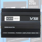 Pecham 3800W 4 Channel Car Amplifier, Digital Car Amplifier Stereo Class A/B Amp Audio with 2/4 Ohm Stable, Adjustable Low/High Pass, Bass Boost