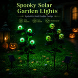IBTORO Solar Halloween Lights 2-in-1 Eyeball Skull Glowing for Yard Path