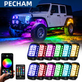 Pecham 12 Pods LED Rock Lights for Trucks, RGB LED Neon Lights Kit with APP Control Music Mode, Waterproof Multicolor Underglow Lights for Car, ATV, UTV, SUV, Truck