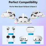 Pecham VR Charging Dock Fit for Meta Quest 3/Quest 3S/Quest 2, RGB Magnetic Charging Station for VR Headset & Controllers, Fast Charging Station with 2x2100mAh Rechargeable Batteries