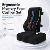 IBTORO Lumbar Support Pillow and Seat Cushion Set for Office Chair Car