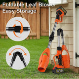 Pecham Cordless Leaf Blower 21V, 320CFM 150MPH High Speed Foldable Air Leaf Cleaner, Electric Leaf Blower with 3000mAh Battery for Lawn Care, Garden, Patio, Home, Yards