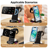 INSMART Wireless Charging Station for iPhone,5 in 1 Foldable Magnetic Charging Stand with Digital Clock,Temp Display,15W Fast Charger,RGB Colorful Lights,for Home Office Black