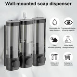 INSMART Shampoo and Conditioner Dispenser, 3 Chamber No Drill Wall-Mounted Shower Soap Dispenser, Large Capacity 900ML for Bathroom & Hotel