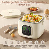 INSMART Cordless Electric Lunch Box,800ML Rechargeable Auto Heated Lunch Box with 8h Keep-Warm,14000mAh,30W Fast Heating,USB-C,for School,Office, Picnic, Car & Outdoor Use