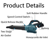 Pecham 21V Leaf Blower Cordless, Electric Cordless Leaf Blower with 2 X 2.0 Ah Battery, 26000RPM Electric Blower for Lawn Care, Patio, Garden Cleaning
