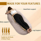 Pecham Inflatable Pregnancy Pillow with Electric Air Pump, Full Body Maternity Comfortable Airbed with Hole for Stomach Sleeping, Back Pain & Hip Pressure Relief - Brown