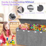 INSMART Toy Storage Box Chest with Lid,150L Large Capacity Kids Toy Organizer, Foldable Design with 2 Removable Dividers for Nursery Room Playroom Closet Home School 40.8x13.4x15.8 In,Gray