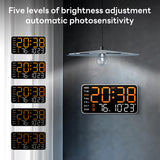 INSMART 8.7" Digital Wall Clock with Voice Control,Five Levels of Adjustable Brightness,Dual Alarm,Temperature & Date Display,Auto-Dimming,12/24 hour Switching – Ideal for Home,Office,Bedroom (White)