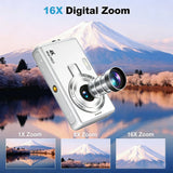 INSMART 4K Digital Camera, 96MP FHD 1080P Point and Shoot Cameras with 64GB TF Card, 2.4" Screen 16X Zoom, 4 Filter Modes, Portable Compact Vlogging Camera for Kids, Teens, Adults, Beginners, Selfies