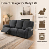 IBTORO 3 Seater Recliner Cover Stretch Slipcover, Dark Gray for Sofa
