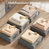 INSMART 8 Pack Bed Sheet Organizers and Storage with Window,Gray Linen Foldable Storage Boxes,Breathable & Stackable for Closet Bedding Blankets