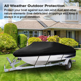 Pecham 17-19ft Waterproof Boat Cover, 210D Heavy Duty Trailerable Boat Cover for V-Hull Boat with 5 Straps, Black
