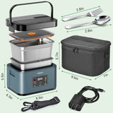 INSMART 6.3-Cup Cordless Electric Lunch Box for Adults, Heated Lunch Box for Men with Scheduled Heating, Portable Car Food Warmer with Utensils, 4D Closed-Loop Heating with No Cold Spots(Blue)