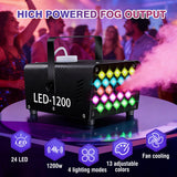 INSMART Fog Machine, 600W 2000CFM Smoke Machine with 24 RGB LED Lights, Wireless Remote Control, Perfect for Halloween Wedding Concert Bar Party
