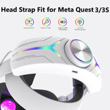 Pecham Battery Head Strap Fit for Meta/Oculus Quest 3/3S, 12000mAh RGB Lighted Head Strap for VR Accessories, Adjustable VR Headset Elite Strap for Extended Playtime, Reduce Facial Stress - White
