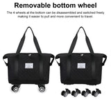 INSMART Expandable Rolling Travel Bag,With 360°Detachable Wheels,Waterproof Foldable Luggage Bag for Gym, Camping,Storage,36L-55L,Black