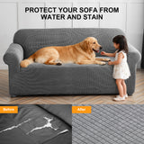 INSMART Waterproof Sofa Cover for Home Use,Non-Slip Couch Cover with Elastic for Kids Dogs Cats Pets,Dark Gray,3-Seater,72In - 92In
