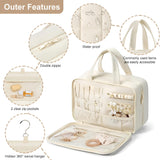 INSMART 4 Folding Toiletry Bag for Women & Men - Hanging Travel Organizer with 4 Compartments,Water-Resistant Cosmetic Bag,Compact for Shampoo,Makeup,Essentials(White)