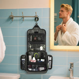 INSMART Travel Toiletry Bag for Men and Women, Waterproof Large Capacity Makeup Bag, Hanging Foldable Makeup Organizer, Full-Size Containers