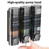 INSMART Shampoo and Conditioner Dispenser, 3 Chamber No Drill Wall-Mounted Shower Soap Dispenser, Large Capacity 900ML for Bathroom & Hotel