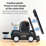 INSMART 3 in 1 Wireless Charging Station,with Digital Clock & Bluetooth Speaker for iPhone, iWatch, AirPods,Gray