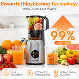 INSMART Cold Press Juicer,Juicer Machines with 5.4" Large Feed Chute,300w Slow Juicer Machines Fit Whole Vegetables and Fruits,Touchscreen Slow Masticating Juicer with 4 Mode(With Cleaning Function)