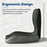IBTORO Ergonomic Seat Cushion with Lumbar Support, Memory Foam Cushion for Office and Car Chair, Gray Two-Tone