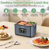 INSMART 6.3-Cup Cordless Electric Lunch Box for Adults, Heated Lunch Box for Men with Scheduled Heating, Portable Car Food Warmer with Utensils, 4D Closed-Loop Heating with No Cold Spots(Blue)