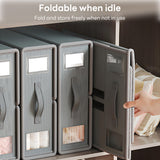 INSMART 8 Pack Bed Sheet Organizers and Storage with Window,Gray Linen Foldable Storage Boxes,Breathable & Stackable for Closet Bedding Blankets