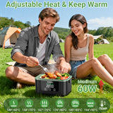 INSMART 6.3-Cup Cordless Electric Lunch Box for Adults, Heated Lunch Box for Men with Scheduled Heating, Portable Car Food Warmer with Utensils, Two-Tier Bag,Dishwasher Safe,Removable Divider