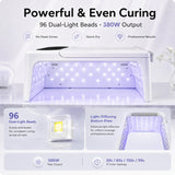IBTORO UV LED Nail Lamp, 380W Gel Nail Dryer, 96 LEDs, Flip-Top Hand Rest