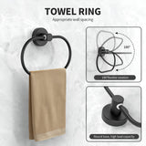 INSMART Bathroom Hardware Set,7 Pieces Wall-Mounted Bathroom Towel Rack Accessories Set,Includes 16" Towel Bar,Toilet Paper Holder,Towel Ring,Robe Hook,Matte Black & Stainless Steel