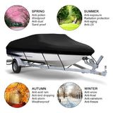 Pecham 17-19ft Waterproof Boat Cover, 210D Heavy Duty Trailerable Boat Cover for V-Hull Boat with 5 Straps, Black