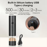 INSMART Electric Salt and Pepper Grinder Set,2 PCS Adjustable Coarseness Mill Grinders for Kitchen Camping BBQ,USB Rechargeable,Black