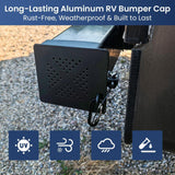 Pecham 2 Pcs RV Bumper Cap Cover, Aluminum RV Bumper End Cap Fits Standard 4-Inch Square Camper Bumpers, Simplified Camper Sewer Hose Storage Protective Cover with Hinged Door
